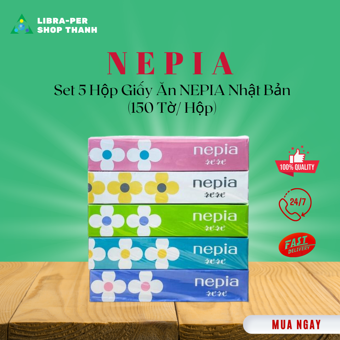 Khăn Giấy Nepia Nhật Bản (set 5 hộp x 300 tờ)