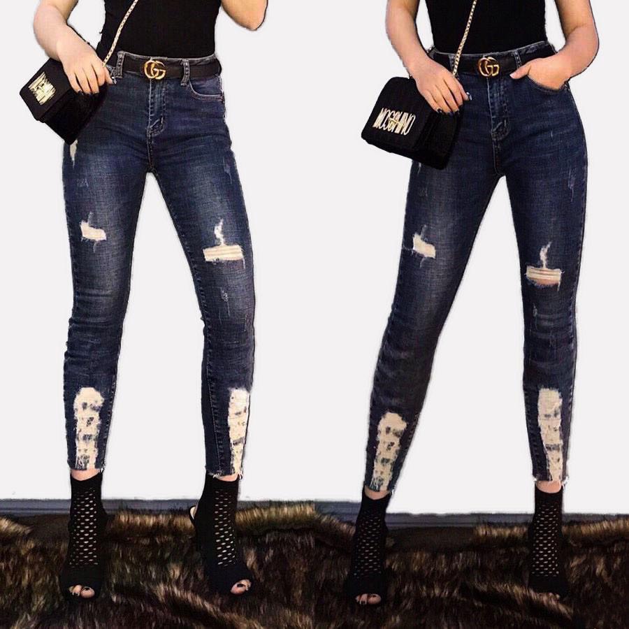 [HCM]Quần jean nữ BIG SIZE dài 9 tấc rách kiểu đẹp dành cho người béo 3603 - MoliJeans