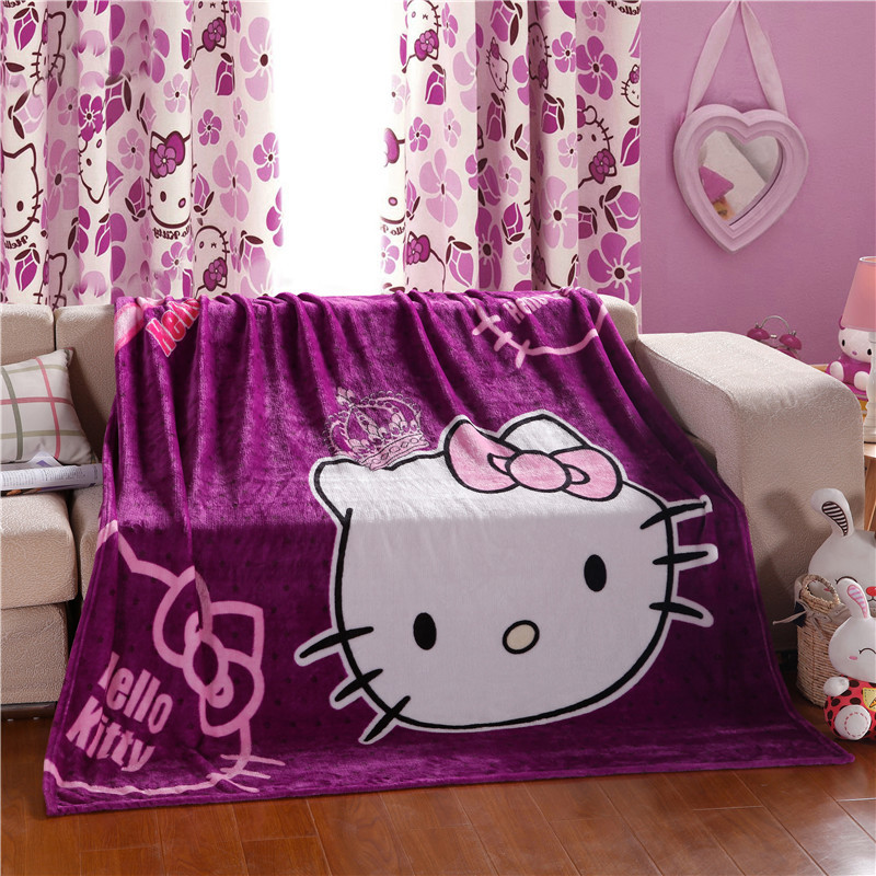 Mền lông Disney dễ thương Hello Kitty Tím 2m3 x 2m2