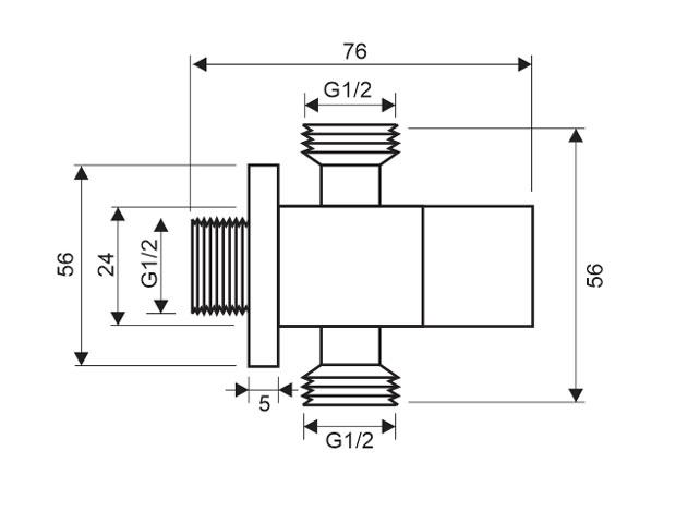 Van góc 2 đầu ra Angle Valve Dual Outlet ZT975