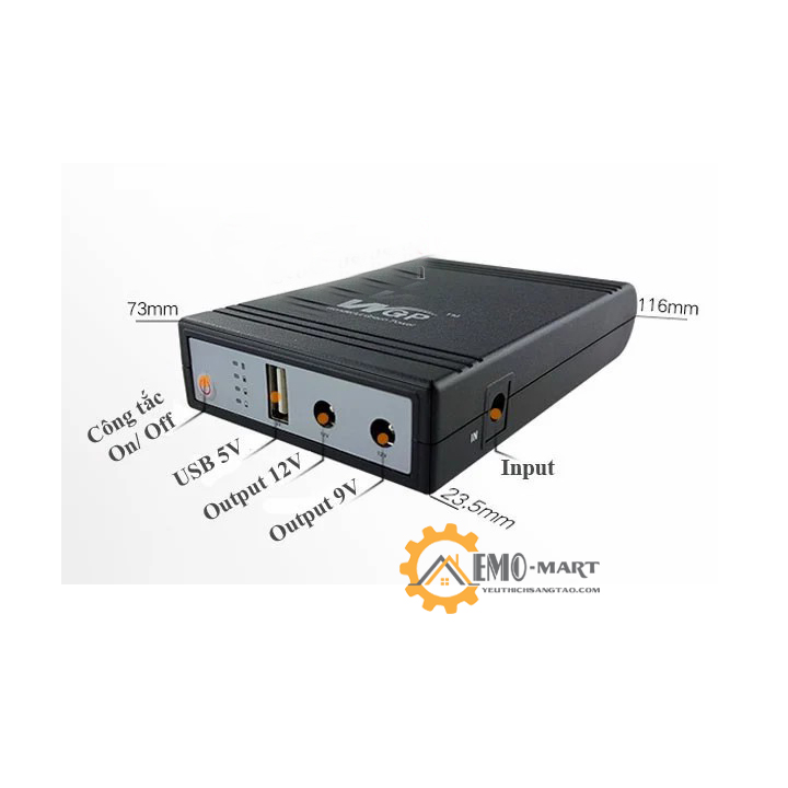 Nguồn dự phòng UPS mini 3in1 5V/9V/12V 1A