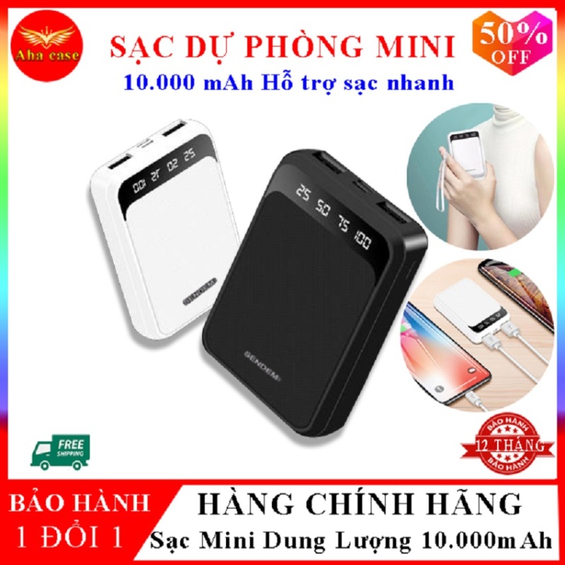 Giá Pin Sạc Dự Phòng Mini Sendem P300-Hỗ Trợ Sạc Nhanh An Toàn, Siêu Dễ Thương, cục sạc dự phòng, sạt dự phòng, xạc dự phòng, sạc dự phòng cho điện thoại, Có 2 cổng USB sạc cùng lúc cho 2 thiết bị, CHÍNH HÃNG Dung Lượng Pin 10.000mAh