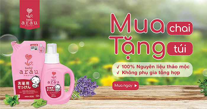 Combo nước giặt xả arau baby 800ml (mua chai tặng túi)