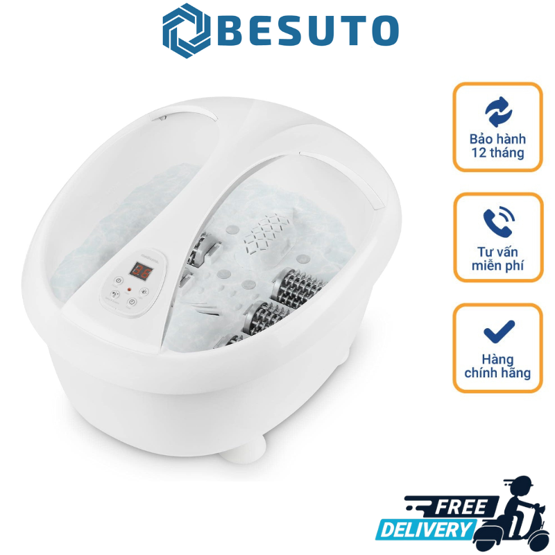 Medisana FS 888 Premium Foot Bath with Powerful Foot Bubble Massage, Electric Foot Bath, Heat Function, Vibration Massage, Timer Function, Aroma Dispenser and Wellness Light