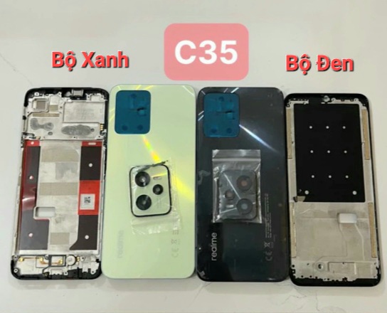 Bộ vỏ Oppo Realme C35 (gồm vỏ, khung xương, kính cam, khe sim)