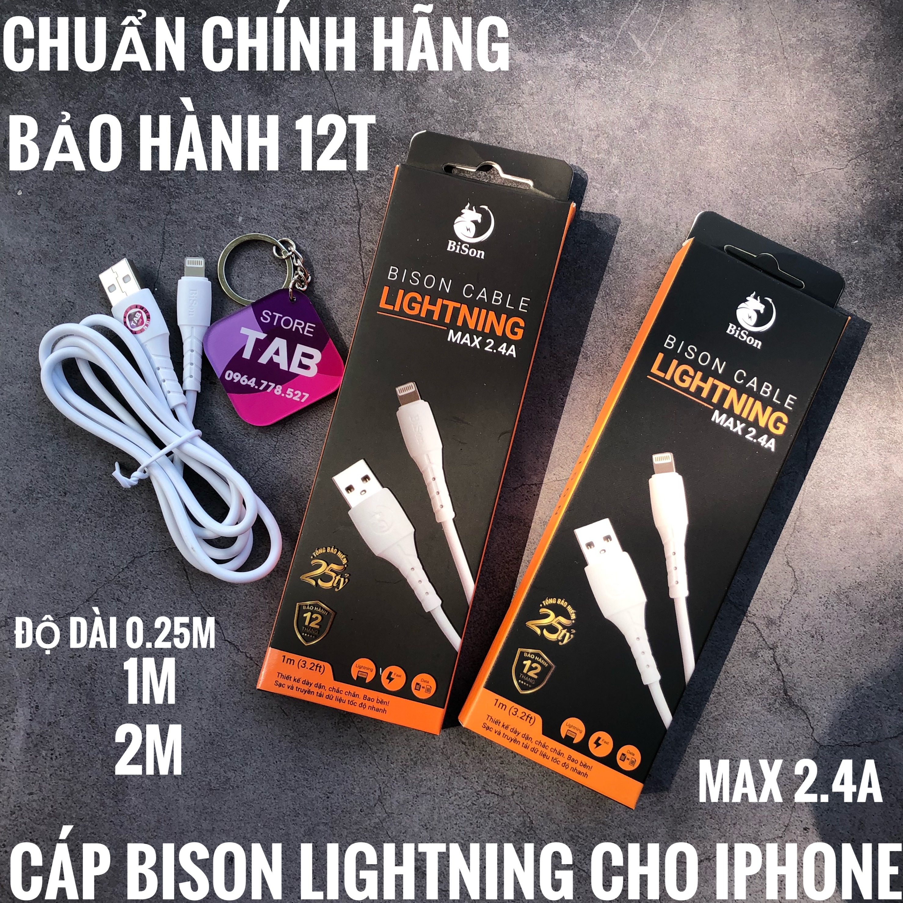 Cáp Bison Usb A to L Cho IP Chính Hãng - (Bảo Hành 12T)