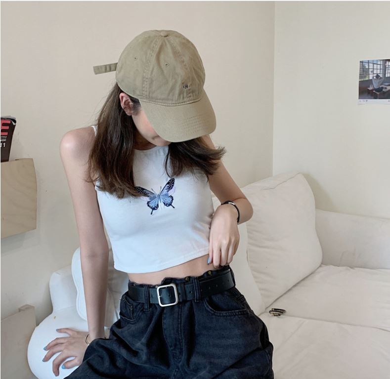 Áo 3 lỗ Crop-Top in hình con bướm