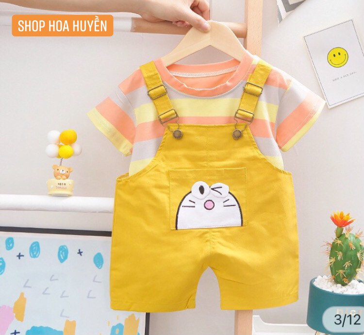 Sét yếm jean bé trai in hình khủng long cao cấp size cho bé từ 10-22kg