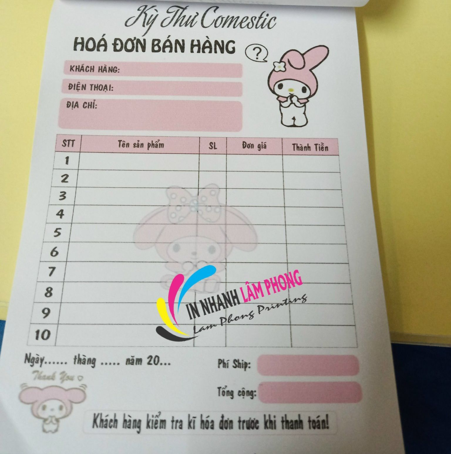 (MUA 10 TẶNG 1) HOÁ ĐƠN MINI 10*15 SIÊU DỄ THƯƠNG CUTE SÉT 50 PHIẾU