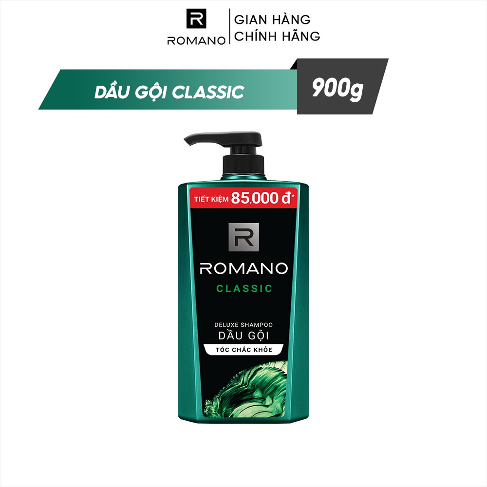 Dầu Gội Romano Classic 900g – Hương Nước Hoa Nam Tính, Sạch Gàu, Thơm Lâu