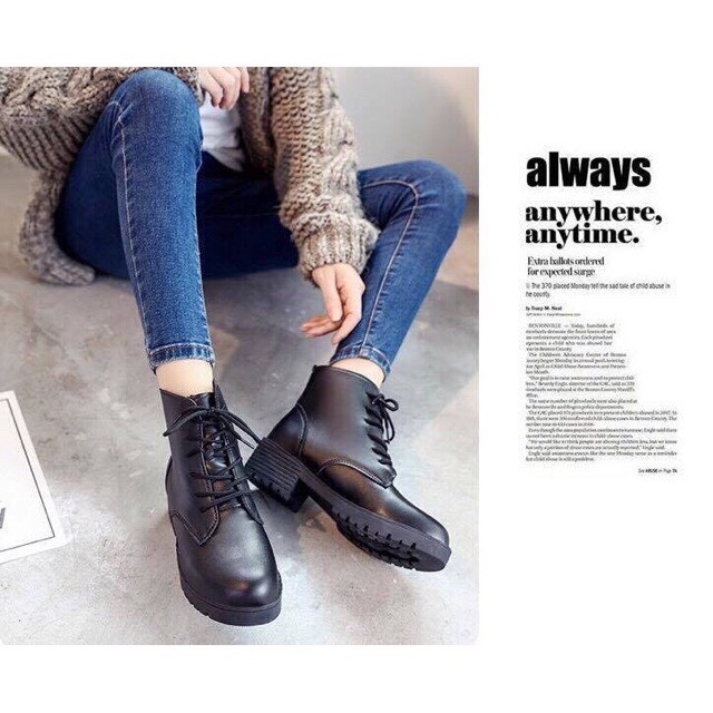 bốt da nữ dành cho ai cá tính thích bụi bặm đế  bền