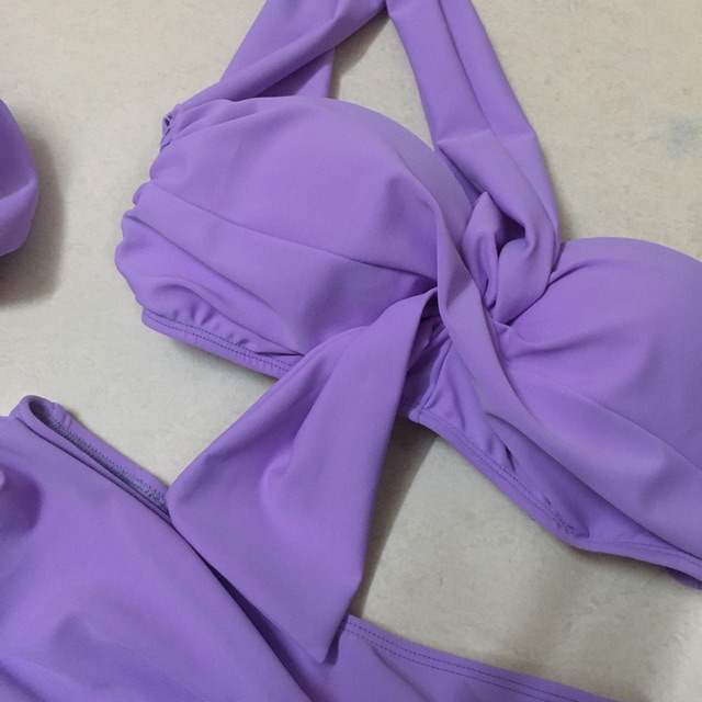 [HÀNG HOT] Set bikini tím lệch vai siêu hot