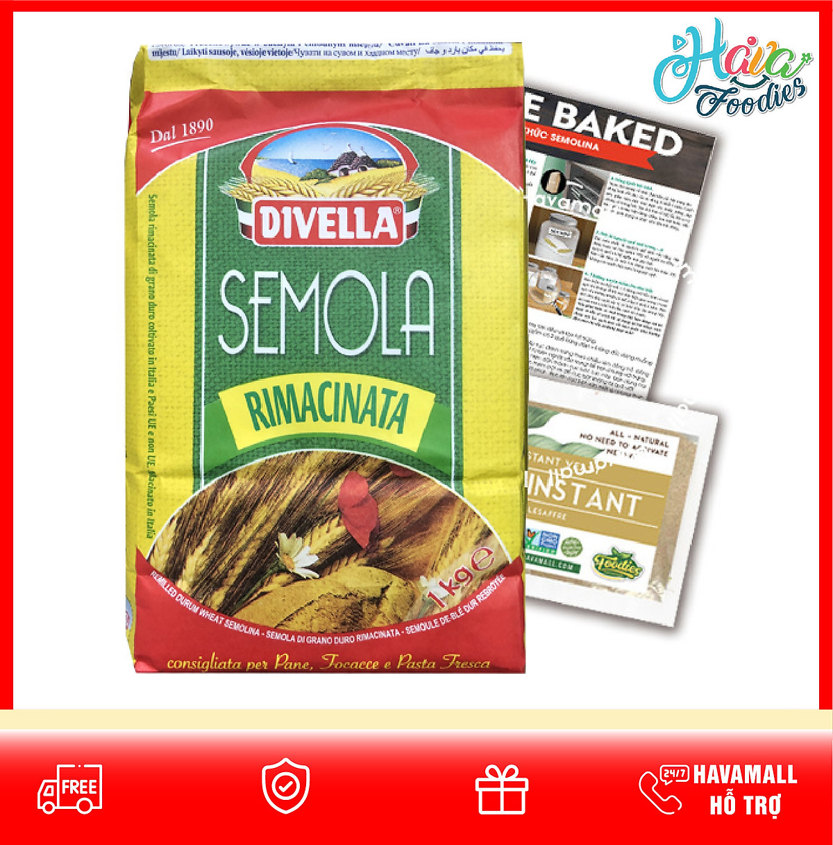 [HOÀN TIỀN MAX 10%][TẶNG MEN + CÔNG THỨC] Bột Lúa Mì Chuyên Làm Pasta Semola 1KG