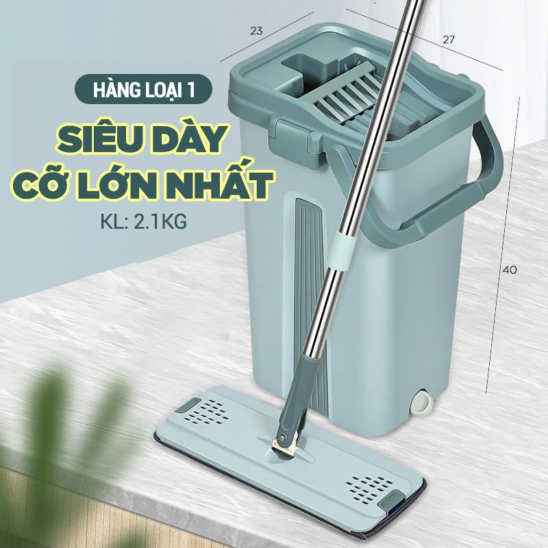 Bộ Lau Nhà 360 Độ 4 In 1 Tự Vắt Thông Minh Đa Năng Xoay 2 Vách Ngăn Cao Cấp