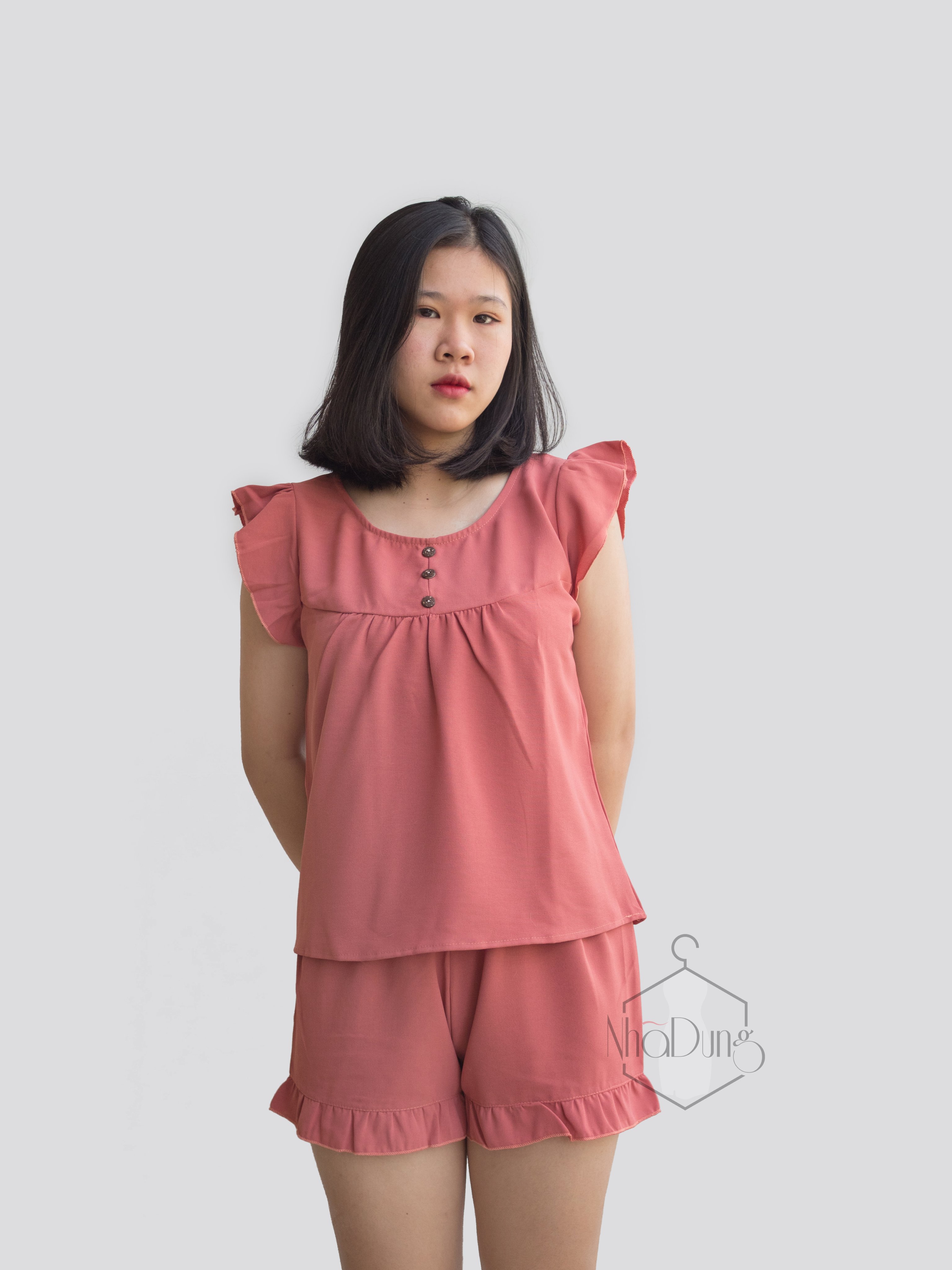 [HCM]Đồ bộ nữ mặc nhà vải đũi không nhăn cao cấp cánh tiên loại 3 nút dưới 65kg