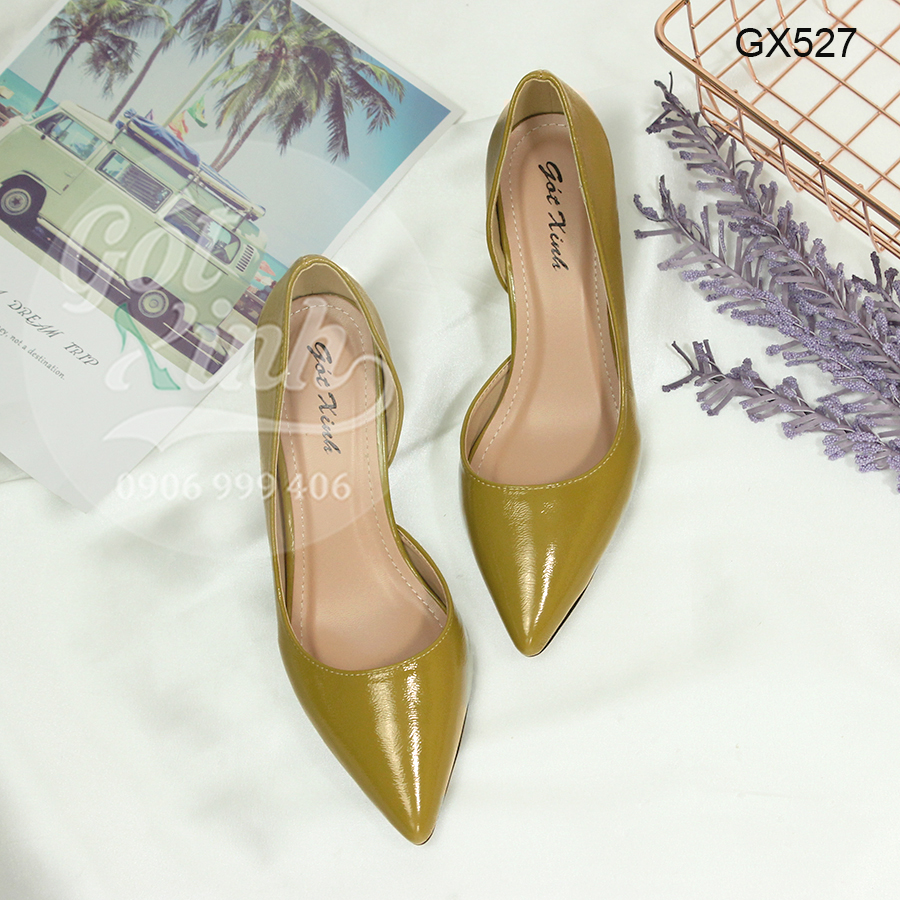 Giày cao gót 5 phân mũi nhọn khoét eo 1 bên - Có size lớn 40 trở lên