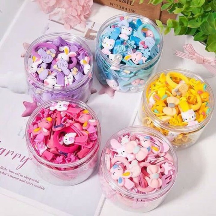 Set 50 dây thun cột tóc trẻ em phong cách Hàn Quốc cao cấp - Dây thun buộc tóc cho bé