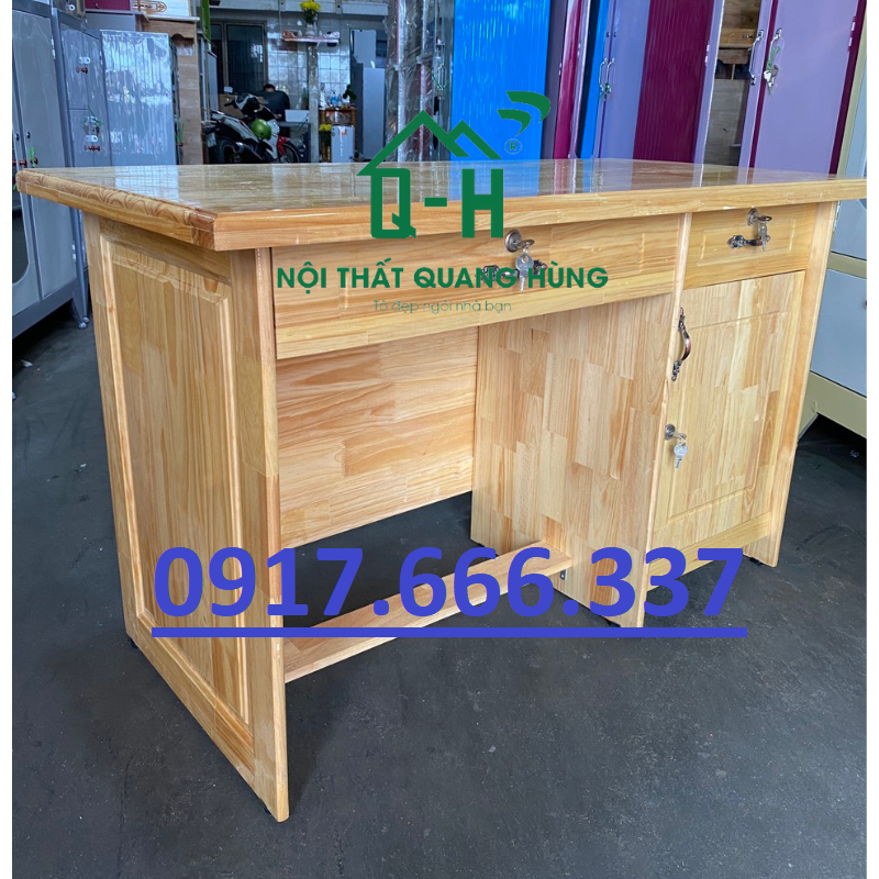 Bàn làm việc gỗ thông 1m2x75x60cm màu vàng