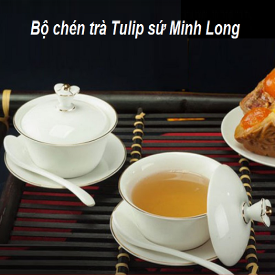 Bộ chén trà có nắp Tulip sứ Minh Long - bộ chén trà có nắp sứ minh long