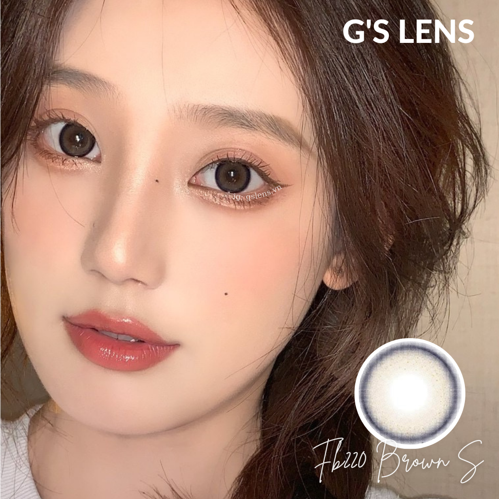 Lens Mắt Kính Áp Tròng Nâu Xanh Siêu Hot Giãn Ít Size S 14.2mm Có 0 Đến 6 Độ Cận Fb220 Brown - G'S LENS
