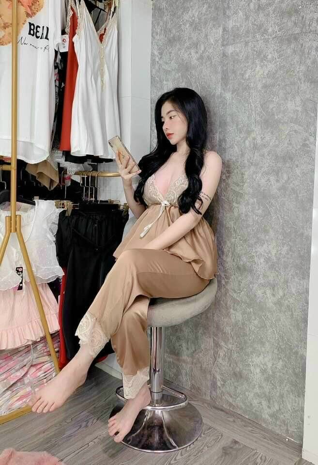 Sét bộ lụa satin 2 dây phối ren-MTB #setbonu