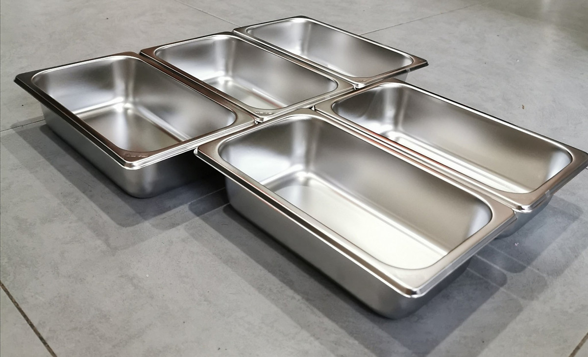 Combo 5 Khay Inox Đựng Thạch Topping Đựng Thực Phẩm GN 1/4