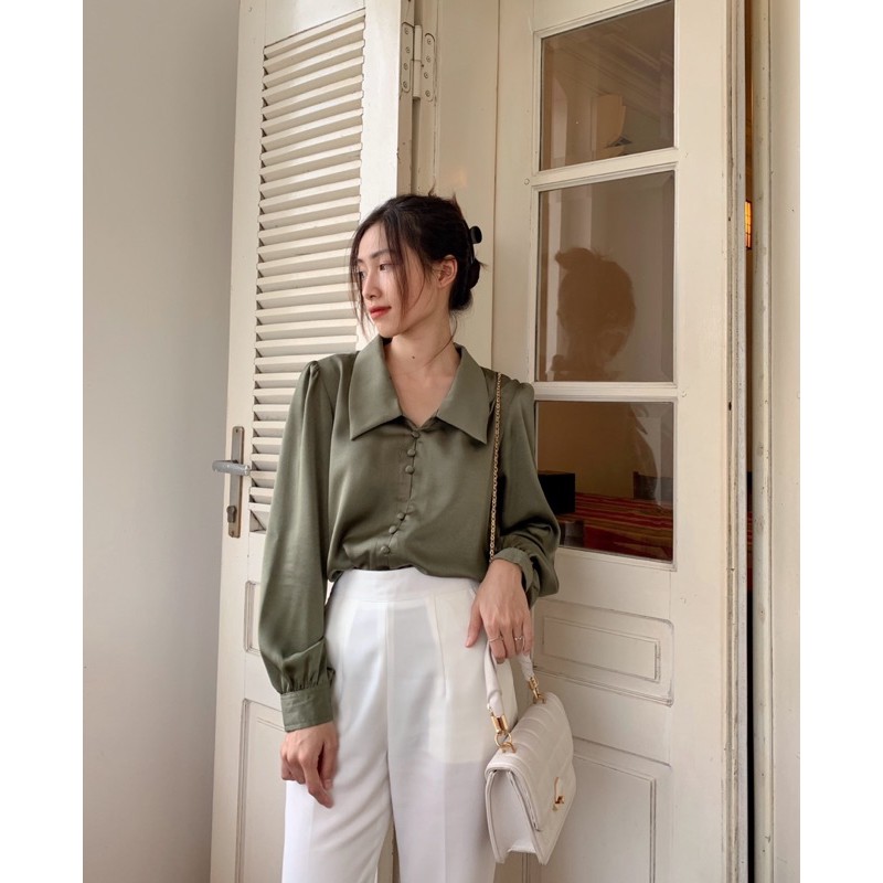 đơn 99K] ZIEL Sơ mi lụa tay bồng | Cloudy Shirt [SHIP HOẢ TỐC]