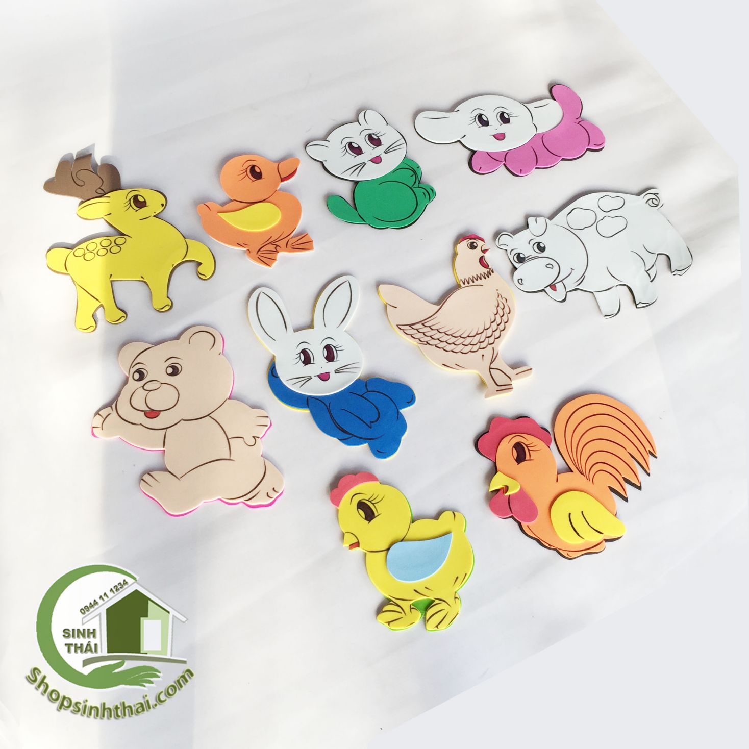 Bịch đồ chơi các con thú bằng mút xốp - hình thú dán tường