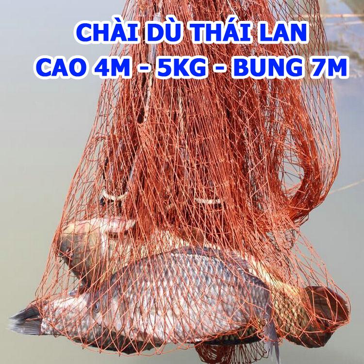 Chài Dù Siêu Bền Dài 4M Bung 7m nặng 5KG -Chì Đúc Nguyên Khối Cao cấp Made in Thái Lan