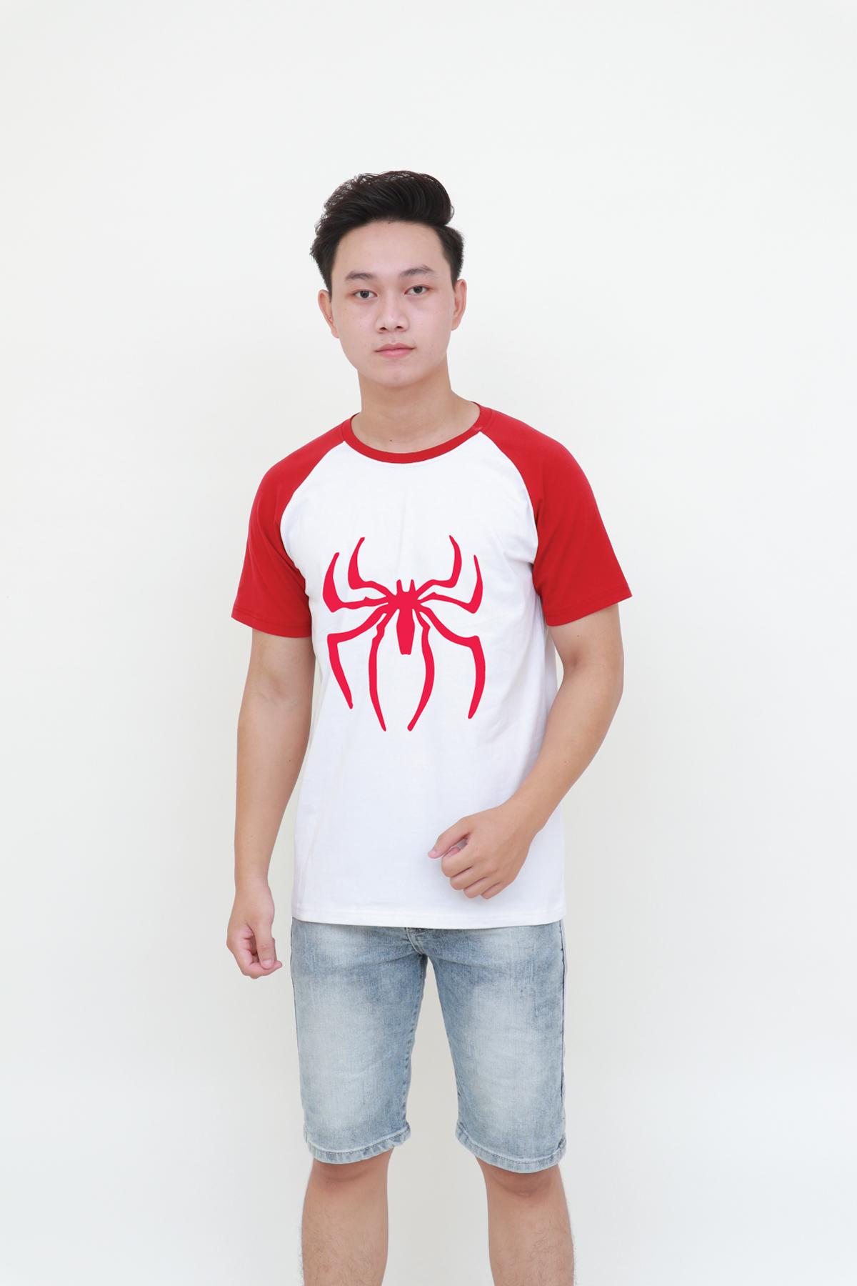 W_1 #  T-shirt red raglan with Spider red print