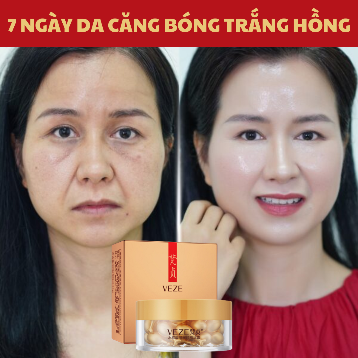 30 viên tinh chất trẻ hóa da đậm đặc veze giúp da trẻ hóa cải thiện nếp nhăn lão hóa da giúp da trẻ hơn 10 tuổi