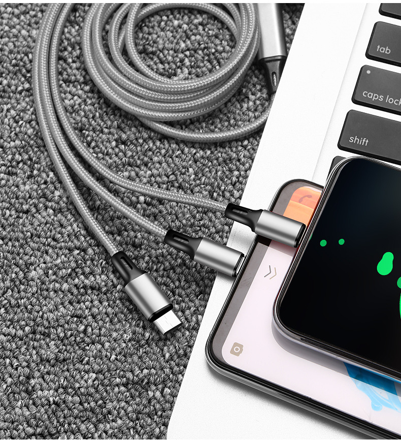 Dây sạc 3 trong 1 đa năng (microUSB - Lightning và Type-C) dây dù
