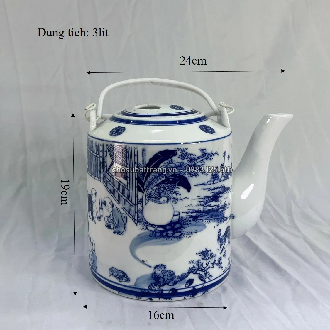 Ấm tích pha trà xanh men trắng trong - 3lit - GIAO MẪU NGẪU NHIÊN