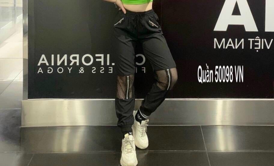 Quần tập jogger phối lưới