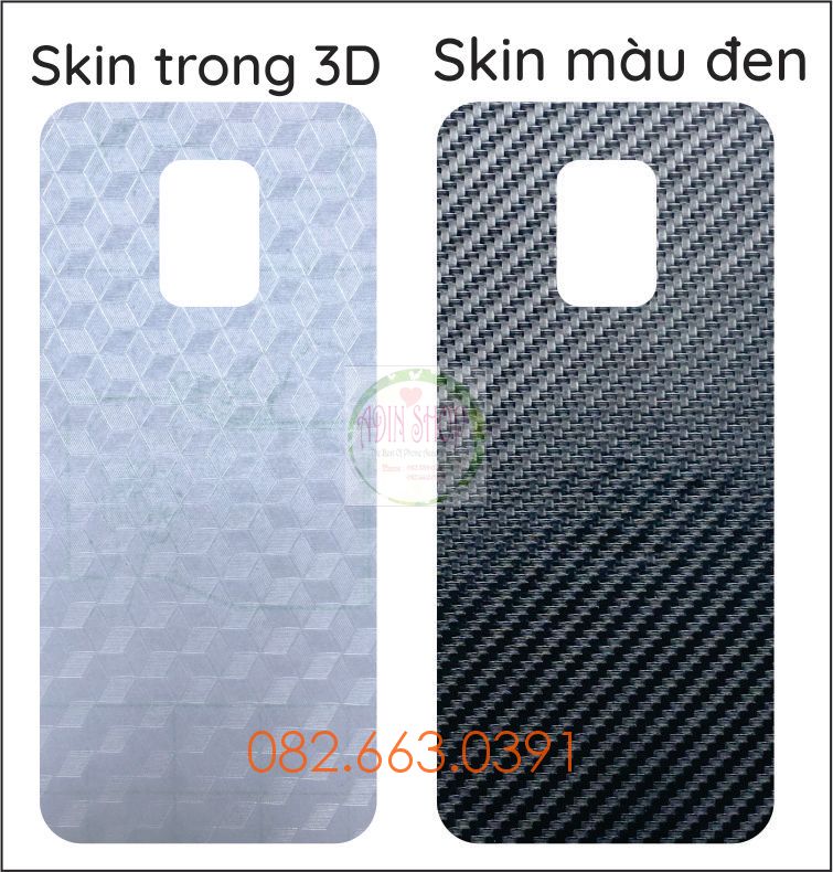 Miếng dán mặt lưng skin carbon Xiaomi Redmi Note 9s / note 9 pro / note 9 promax / xm note 9