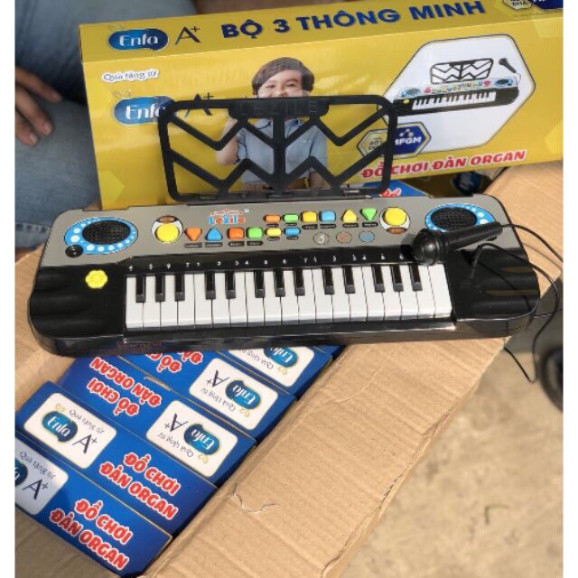 Đồ chơi đàn Organ Enfa cho bé, dùng pin có micro và ghi âm