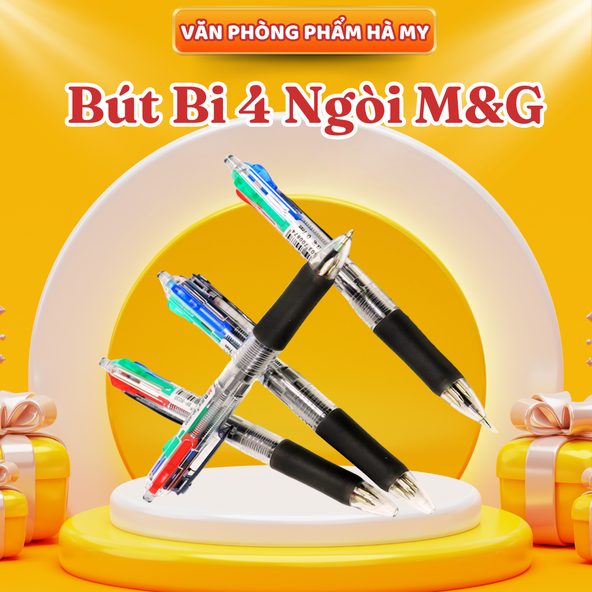Bút Bi 4 Ngòi M&G 0.7mm ABP80371 Nét to mịn, mực ra đều