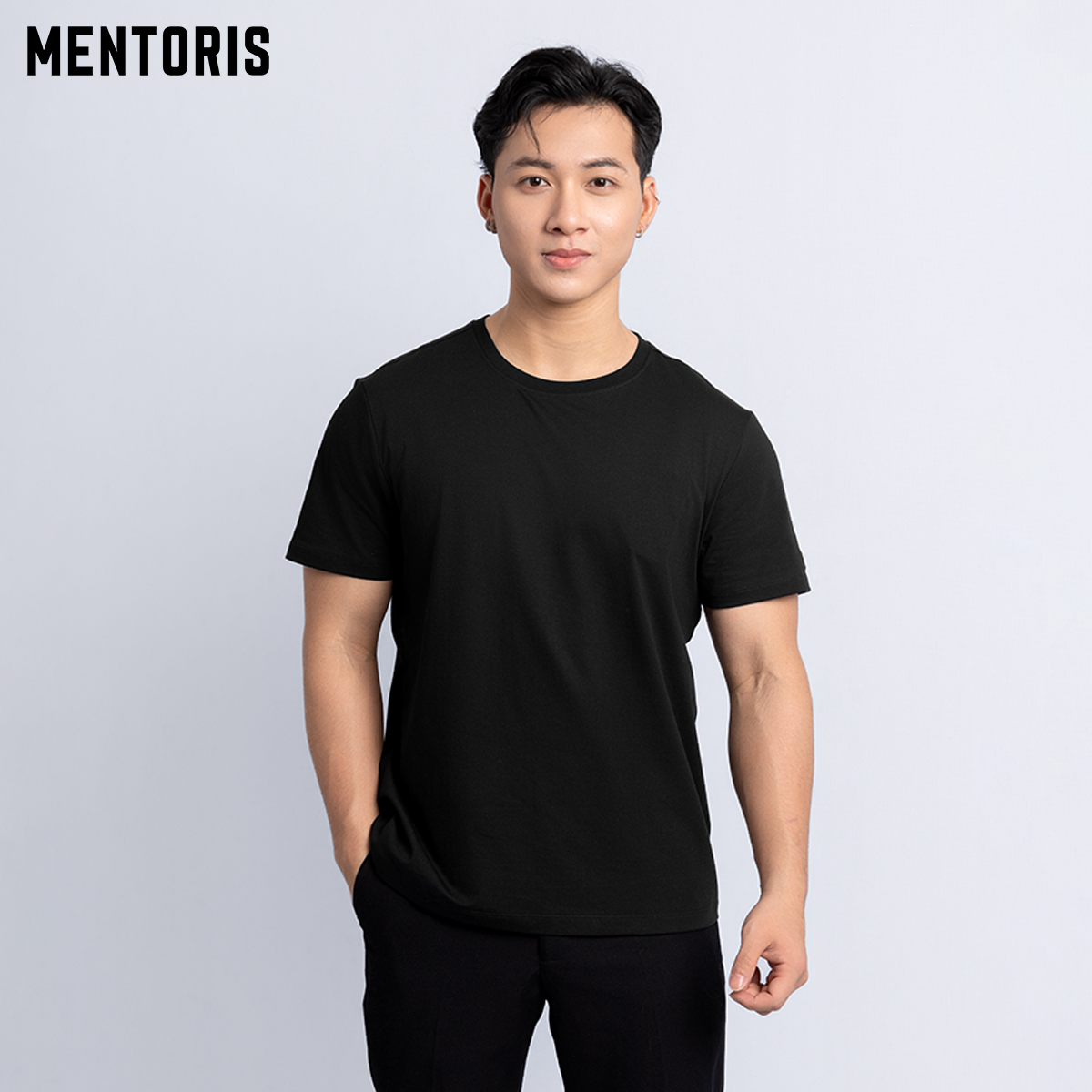 MENTORIS - Áo thun nam cổ tròn vải cotton co giãn 4 chiều ,dày dặn, form regular fit thoải mái MTS04