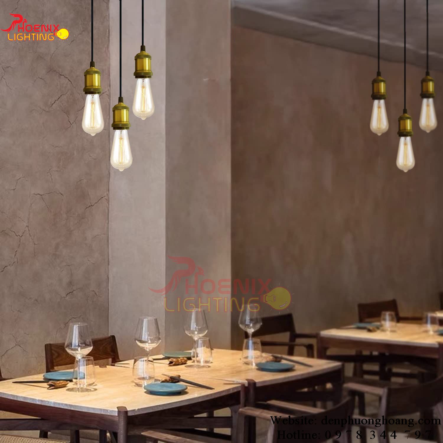 Đèn Thả Dây Đế Đuôi Đồng Cao Cấp