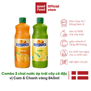 Combo 2 chai Nước ép cam + chanh Sunquick Orange + Lemon Juice 840ml đẹp da tốt cho sức khỏe thumbnail