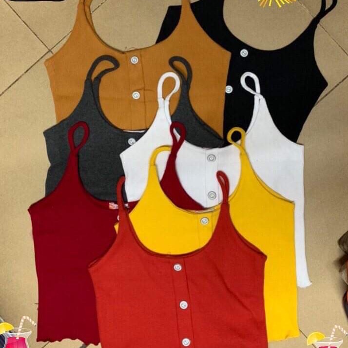 Áo thun crop top hai dây có nút cực xinh 40k