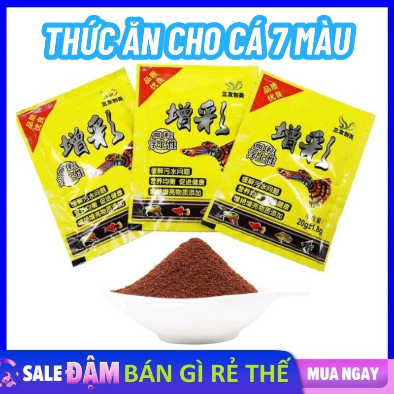 Thức ăn cho cá bảy màu gói 20gr - cám cá 7 màu , cá thủy sinh, cá guppy , cá vàng , cá thủy sinh gói vàng