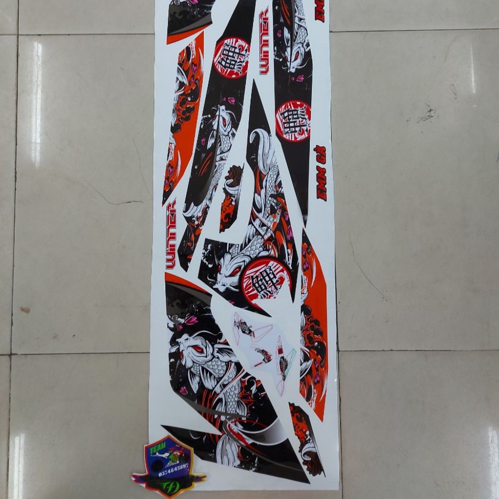 [HCM]Tem xe winner v1  tem rời mẫu cá chép cao cấp dán xe đen và nhiều màu xe