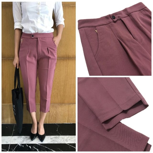 Quần baggy công sở gấu lệch đủ 4 màu