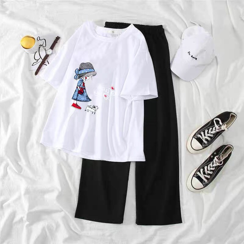 Set áo cô gái nice day kèm quần ống rộng