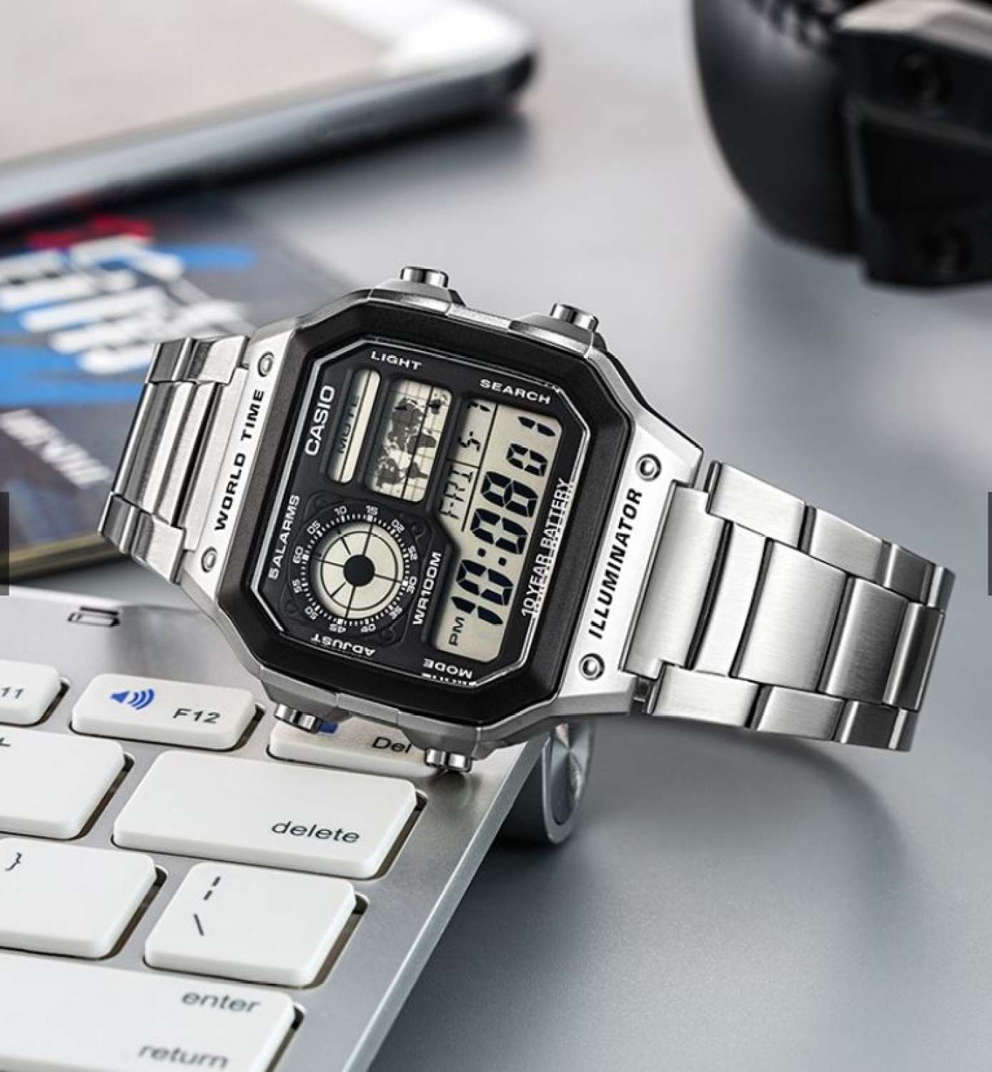 Đồng hồ nam Casio AE1200 worldtime trẻ trυng sang trọng, 3 màu mặt, 2 màu dây đa dạng phong cách- Hatino.store