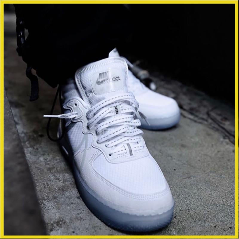 Giày AF1 React White Ice trắng đế dạ quang, Giày Thể Thao Sneaker AF1 Air Force 1 React Nam Nữ Full Box Bill