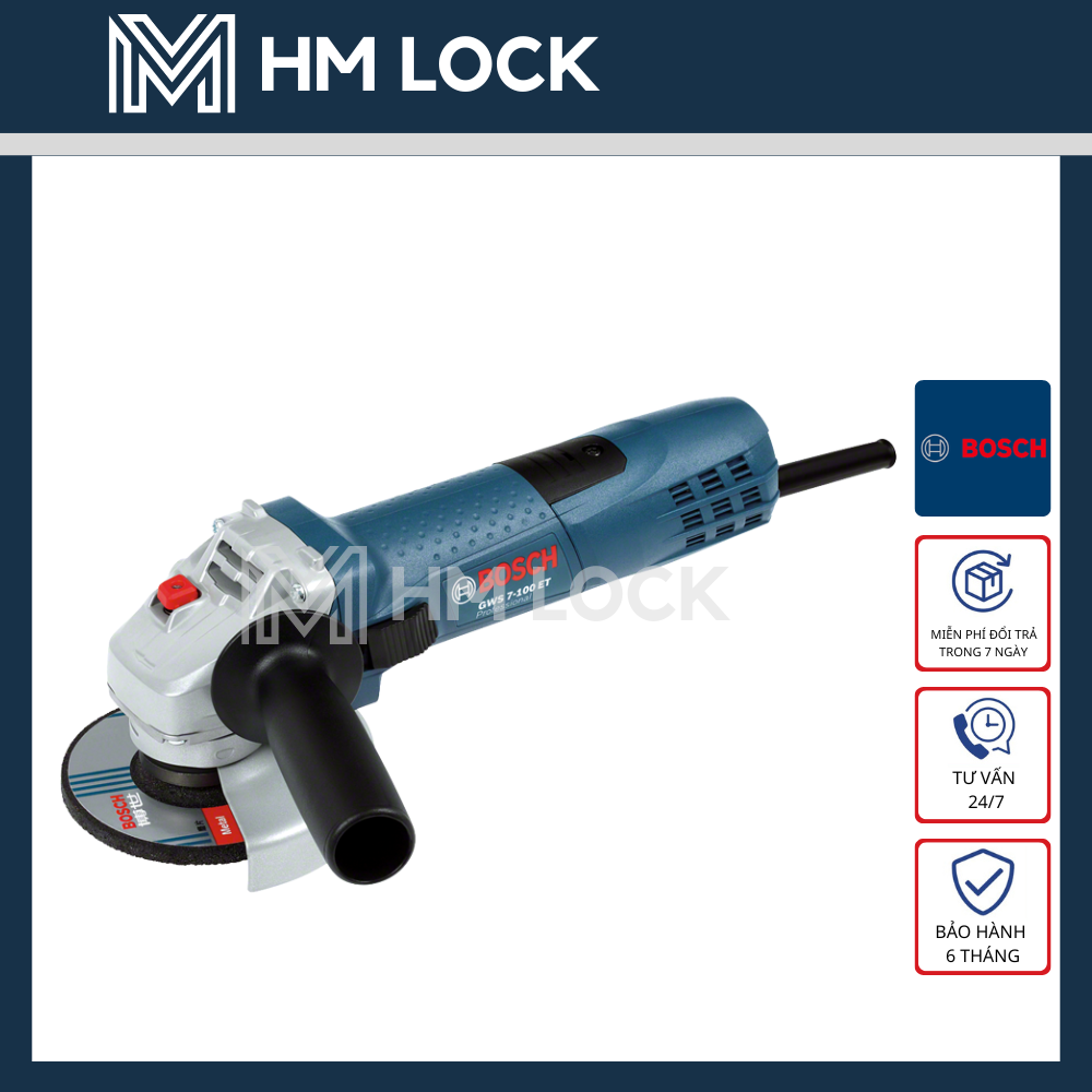Máy mài góc 100mm bosch 720w công tắc thân - hàng chính hãng - gws 7-100 t - gws 7-100 et
