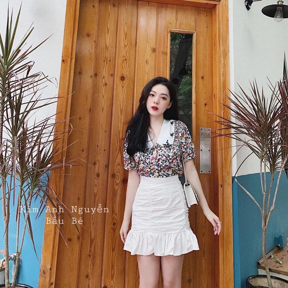 ÁO SƠ MI CỔ THÊU HOA HÀNG THIẾT KẾ