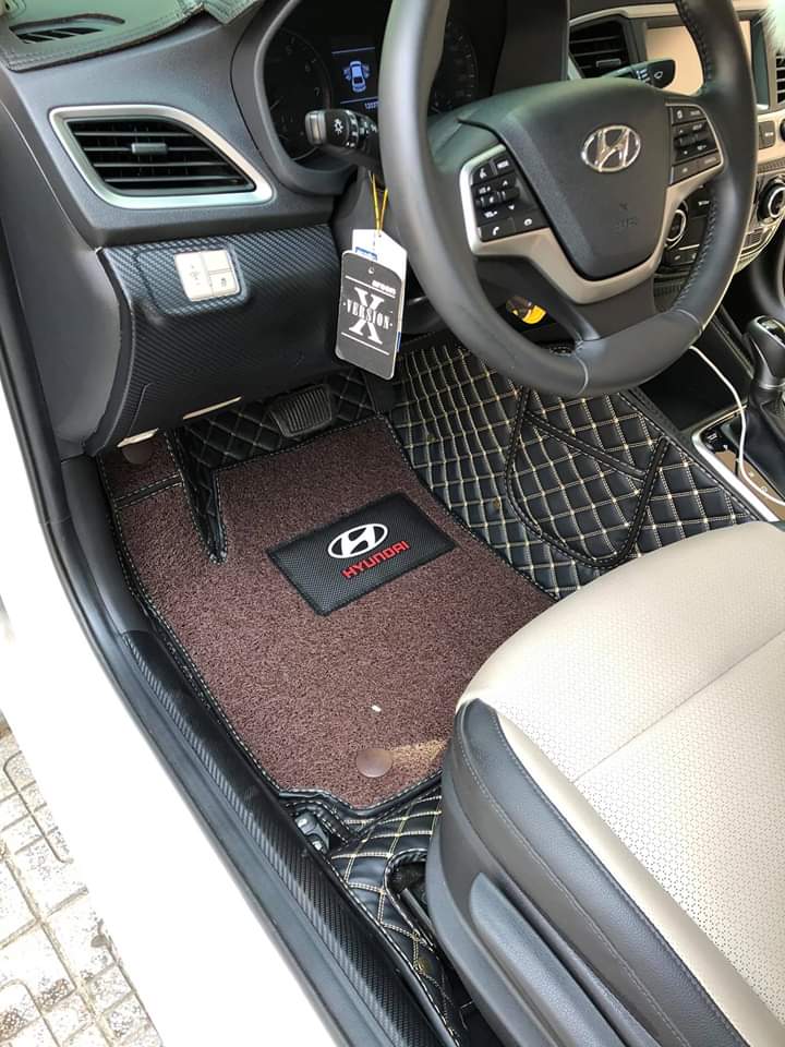 Thảm lót sàn ô tô 6D kèm thảm rối chống bẩn cao cấp dành cho xe Accent
